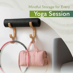 Yoga Roller Rack Gym Foam Mount Wooden Holder Mat Wall