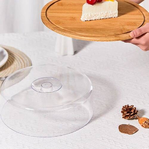 10 Inch Wooden Cake Stand with Dome Cover for Dessert Table