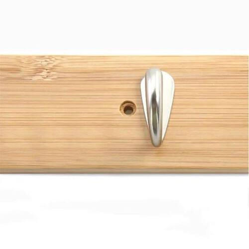 Industrial Tools Bamboo Wall Hooks Set - 4 Wooden Hooks for