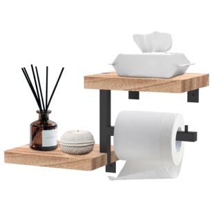 with Tissue Toilet Holder Wall Mounted Shelf Paper Wooden