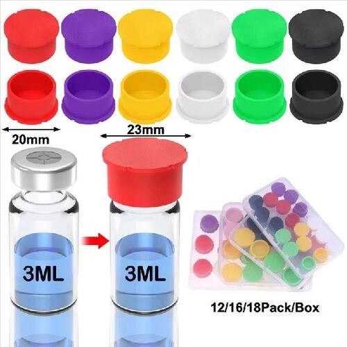 12/16/18 Pcs 3/5ML Glass Vials Protective Vial Caps For