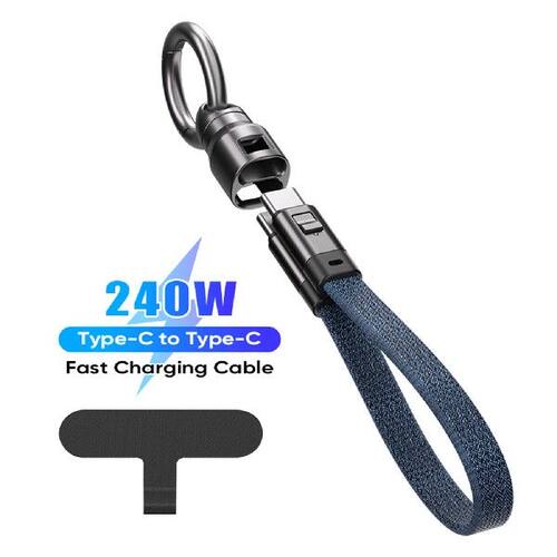 PD240W Keychain Fast Charging Cable 2-in-1 Type-C to Type-C