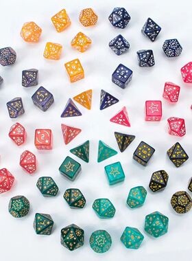 7PCS New Acrylic Star Dice Set D4 D6 D8 D10 D12 D20 8