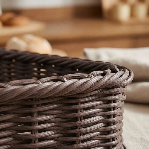 Rectangular Wicker Basket Faux-Rattan Woven Fruit Basket