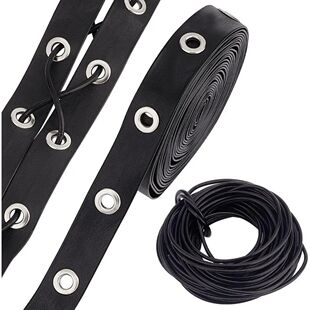 Eyelet Trim with 20mm Black Grommets Leather Yards