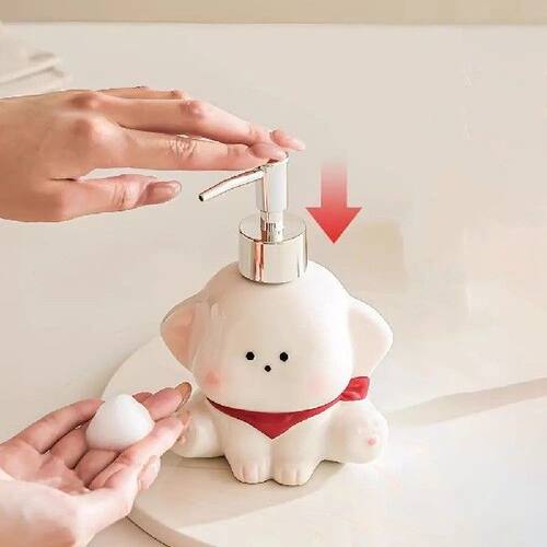 Ceramic Liquid Soap Dispenser Press Pump Dog Shape Dog