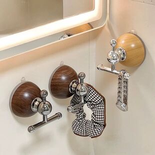 2pcs Strong Adhesive Wood Grain Suction Cup Hooks Punch