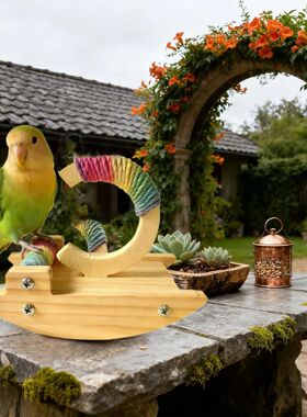 Bird Playground Wooden Rocking Perch Stand Chewing Toy for