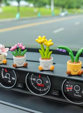 Car accessories and ornaments, cute potted flower car