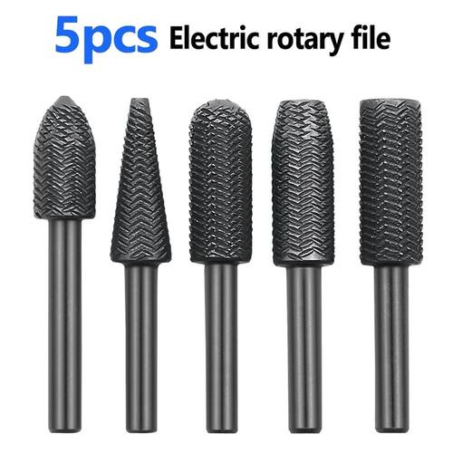 5Pcs Rotary Rasp File Set Steel File 6mm Shank Carving Bit