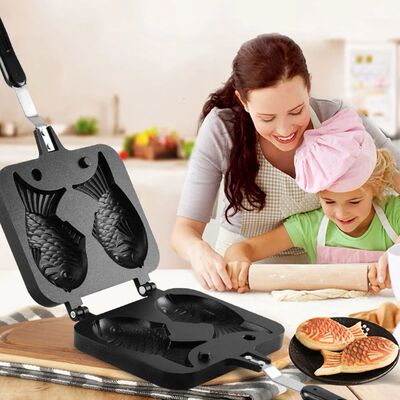 Double Fish Shaped Taiyaki Dessert Waffle Cake Maker Pan