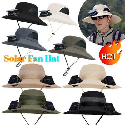 Outdoor Sun Hat Fan Summer Fishing Hat with 1/2 Solar Fans