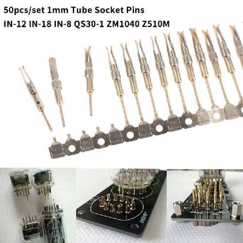 50Pcs Nixie/VFD Tube Socket Pins 1mm Gold Plated IN-12