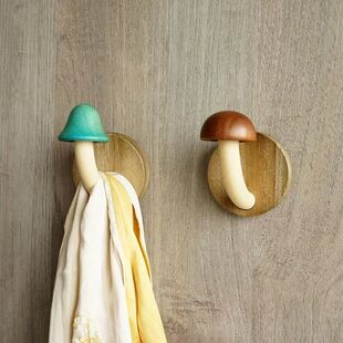 Clothes Mushroom Wooden Bathroom Caps Hook and Creative