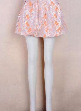 （捡漏S-XL）品W国际2025春秋季女装百褶半裙折扣尾货橙色撤柜