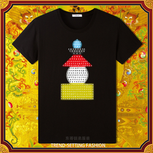宝箧印陀罗尼经吉祥塔纯棉t恤男女同款中国风短袖夏季宽松半袖潮