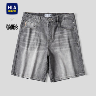 猫须短裤 HLA 2026春夏新五袋款 wowo熊猫牛仔中裤 男 海澜之家panda