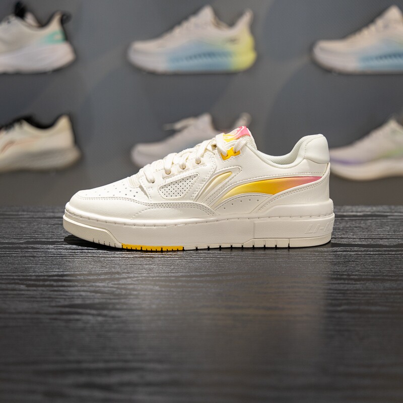 李宁板鞋男款夏季小白鞋厚底透气时尚休闲篮球文化运动鞋 ABCW007