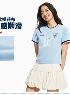 李宁米奇短袖T恤女子夏季顺滑舒适透气速干圆领运动文化衫AHSW342
