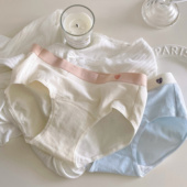 马卡龙纯棉裆部加长奶油色7A类棉抗菌中腰三角内裤 少女士