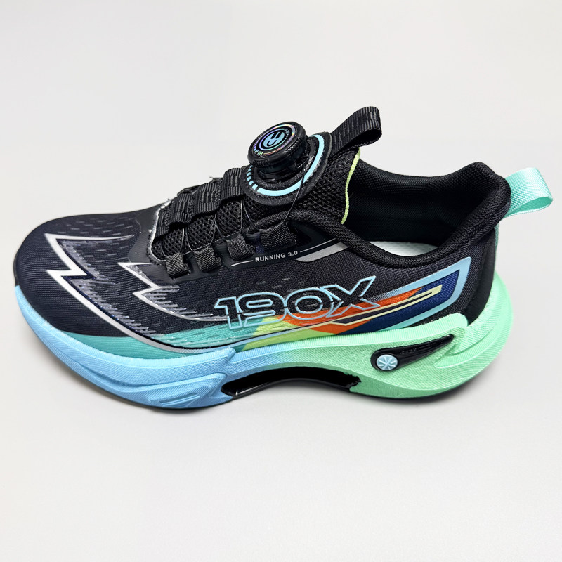 春夏比迪童鞋男童薄网透气防臭运动鞋学生大号轻底纽扣跑步鞋