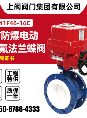 QT智能防爆电动衬氟法兰蝶阀D941F46-16CDN506580100125150200300