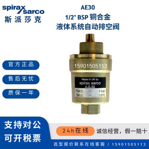 SpiraxSarco斯派莎克 AE30 1/2寸铜合金 自动排空阀 排气阀PN10