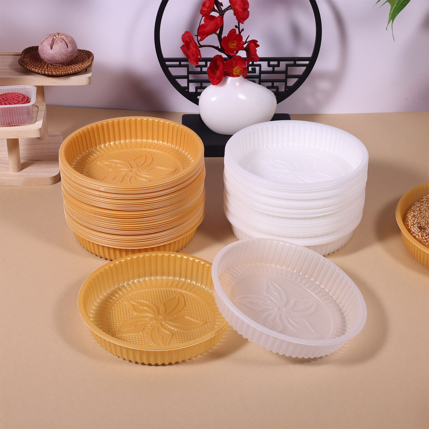 中秋大月饼pp加厚塑料底托半斤一斤500g装广式月饼机封包装礼盒