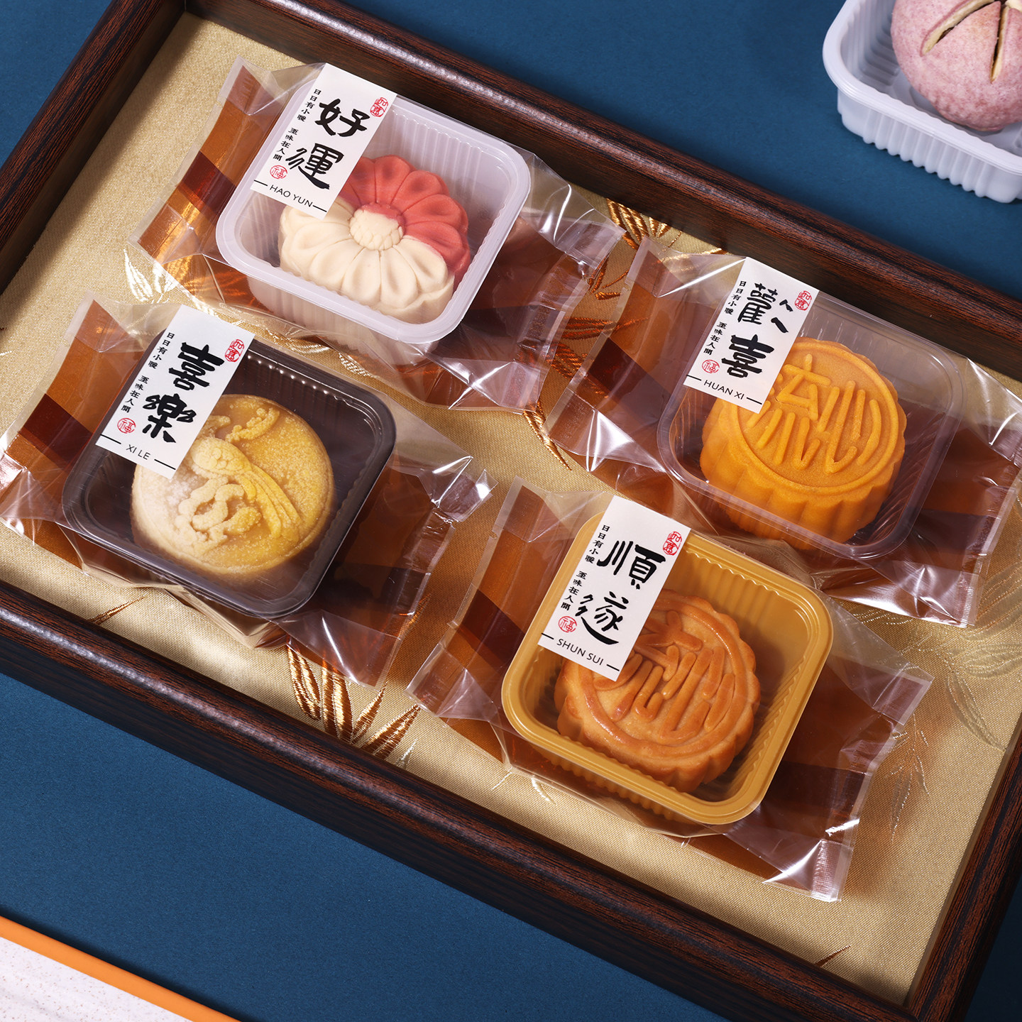 月饼包装袋咖色透明食品级机封袋带底托50g75g100克中秋2026新款图片