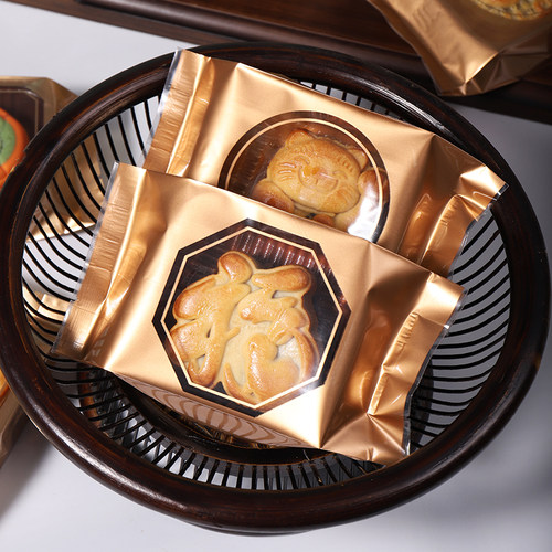 独立金色带底托内盒月饼包装袋