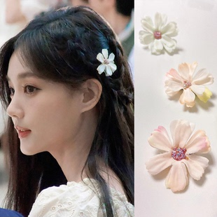 側(cè)邊夾可愛少女花朵發(fā)飾花仙子頭飾李一桐同款 小雛菊發(fā)夾編發(fā)卡子