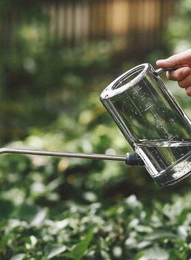 不锈钢长嘴洒水壶高颜值家用塑料浇花壶淋花盆栽浇水神器园艺工具