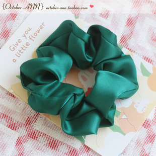 满15元包邮大肠圈发圈女墨绿色韩国扎丸子头头花ins法式复古发绳