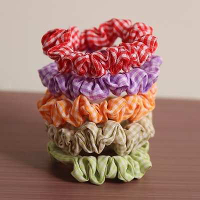 大肠发圈细发绳皮筋5色格子头花