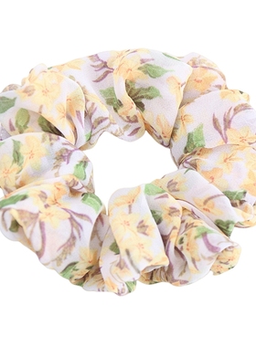 2023年春夏季新品浅黄色雪纺大肠发圈成人盘发优雅知性老师扎发绳