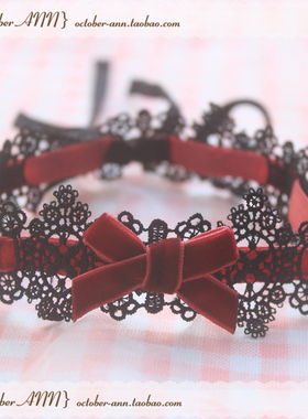 choker蕾丝墨绿色洛丽塔项链圈