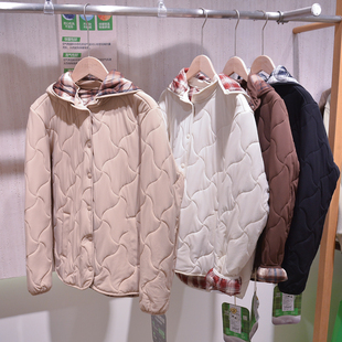 她炽2576女外套三防格格搭可正反两穿秋冬纯羊毛棉服保暖上衣新款