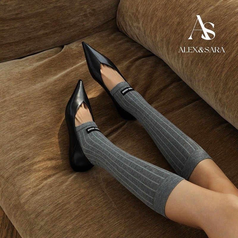 【返场】ALEXSARA 2026 尖头V口胎牛皮平底踩跟女巫鞋单鞋平底鞋,女鞋,浅口单鞋,淘宝优惠券,粉丝福利购,淘宝优惠卷