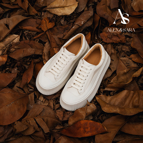 ALEXSARA+厚底+圆头+系带+小白鞋