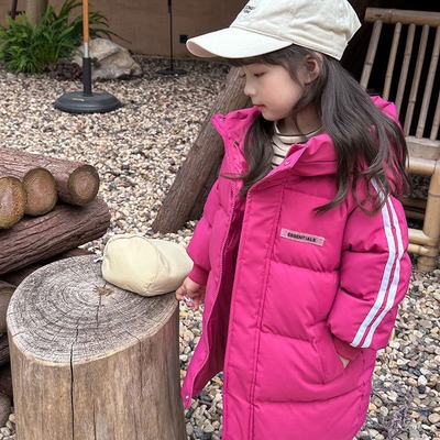 新款儿童加厚中长款棉服冬季男童女童羽绒棉衣外套中大童过膝童装