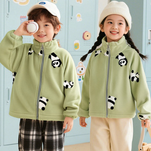 新款儿童外套雪粒绒秋冬季立领男宝女童外穿卡通上衣家居服
