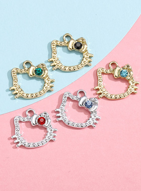 凯蒂猫配饰挂件猫咪小吊坠合金镶钻饰品配件diy手链服饰项链材料