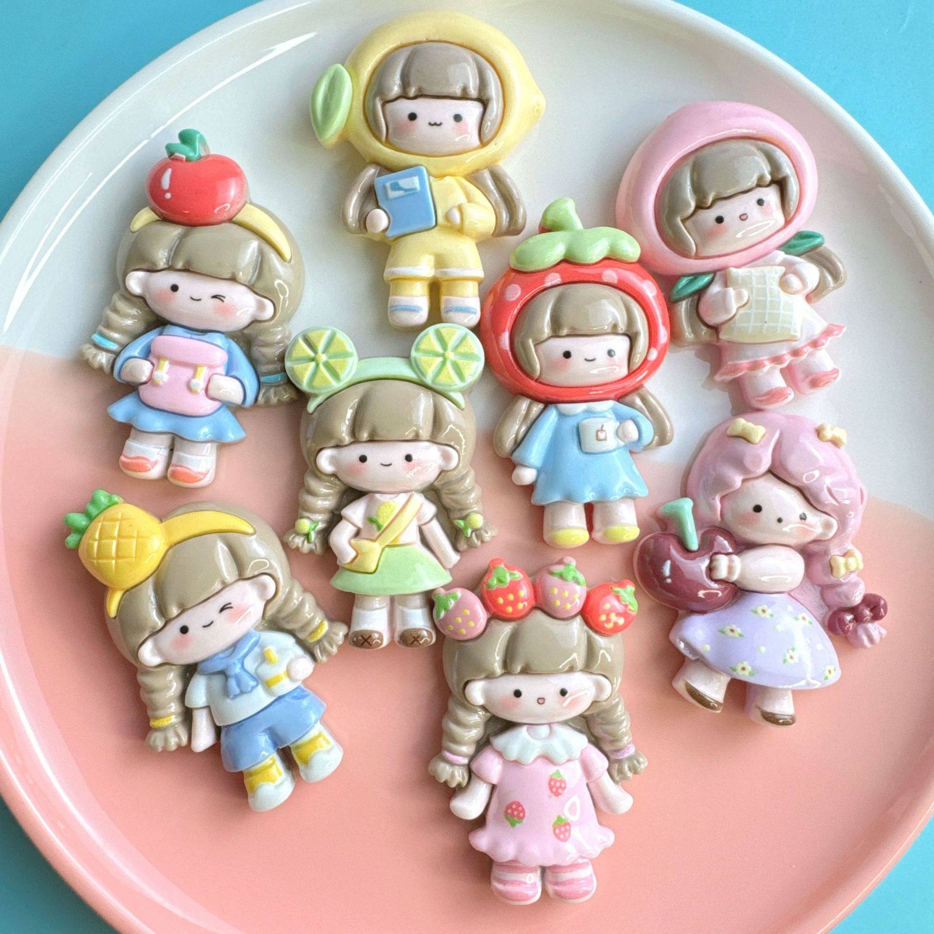 新款 大卡公主女孩树脂配件奶油胶diy冰箱贴钥匙扣吊坠收纳盒材料