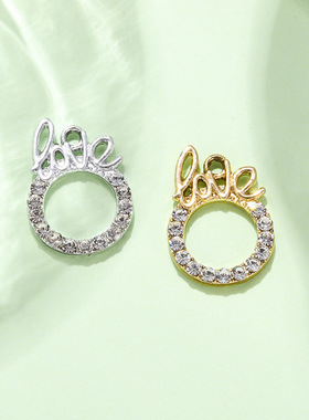 圆形挂件配饰镶钻吊坠合金饰品配件diy箱包项链手链服钥匙扣材料