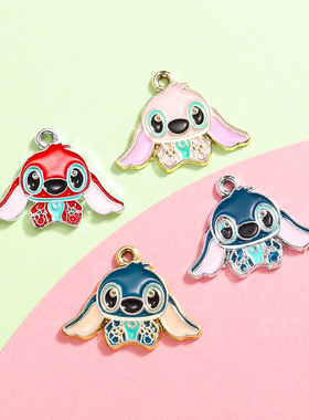 史迪仔挂件配饰俏皮可爱大耳朵吊坠卡通滴油合金配件diy手链服饰