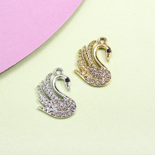 天鹅配饰挂件吊坠简约镶钻精美设计合金饰品配件diy手链项链服饰