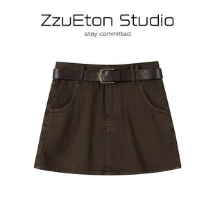 June牛仔半身裙女2025夏新款 高腰显瘦小个子防走光包臀a字短裙