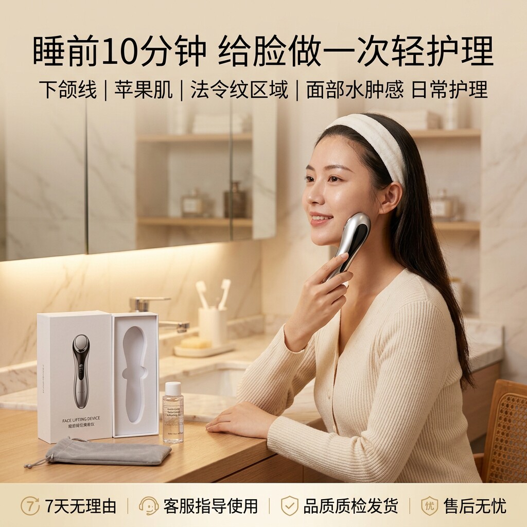 冷热敷美容仪 EMS微电流脸部提拉按摩震动导入仪 家用面部护理 - 实物图