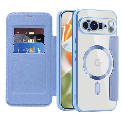 支持MagSafe翻盖皮套适用于Google Pixel 9 Pro手机壳超薄插卡防摔谷歌10 XL/ Pixel 9A电镀软边全包镜头保护