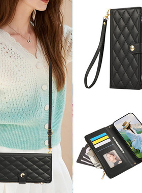 小香风拉链斜挎包适用于OPPOReno15手机壳零钱卡包Reno14Pro手机套Reno13Pro+保护壳Reno12F防摔oppo翻盖皮套